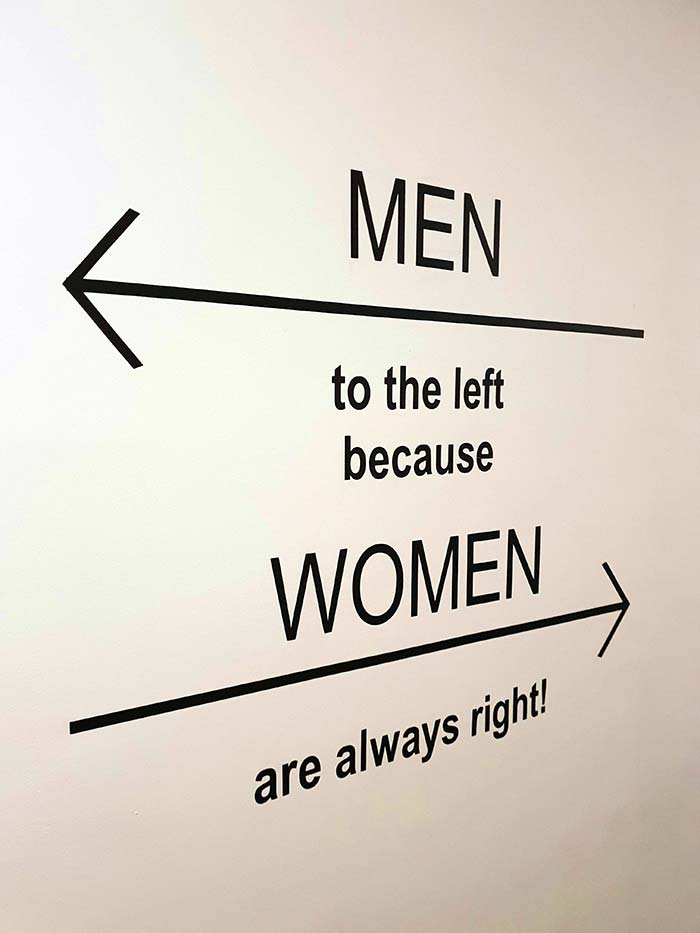 Men to the left because women are always right!