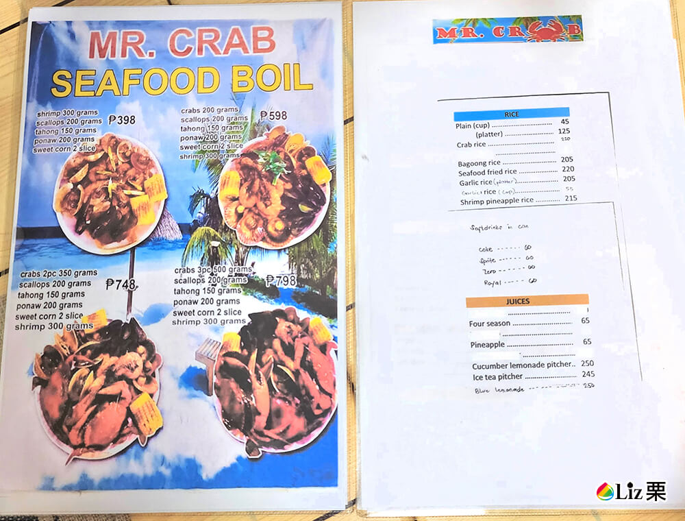 宿霧Mr. Crab 螃蟹先生 Menu菜單