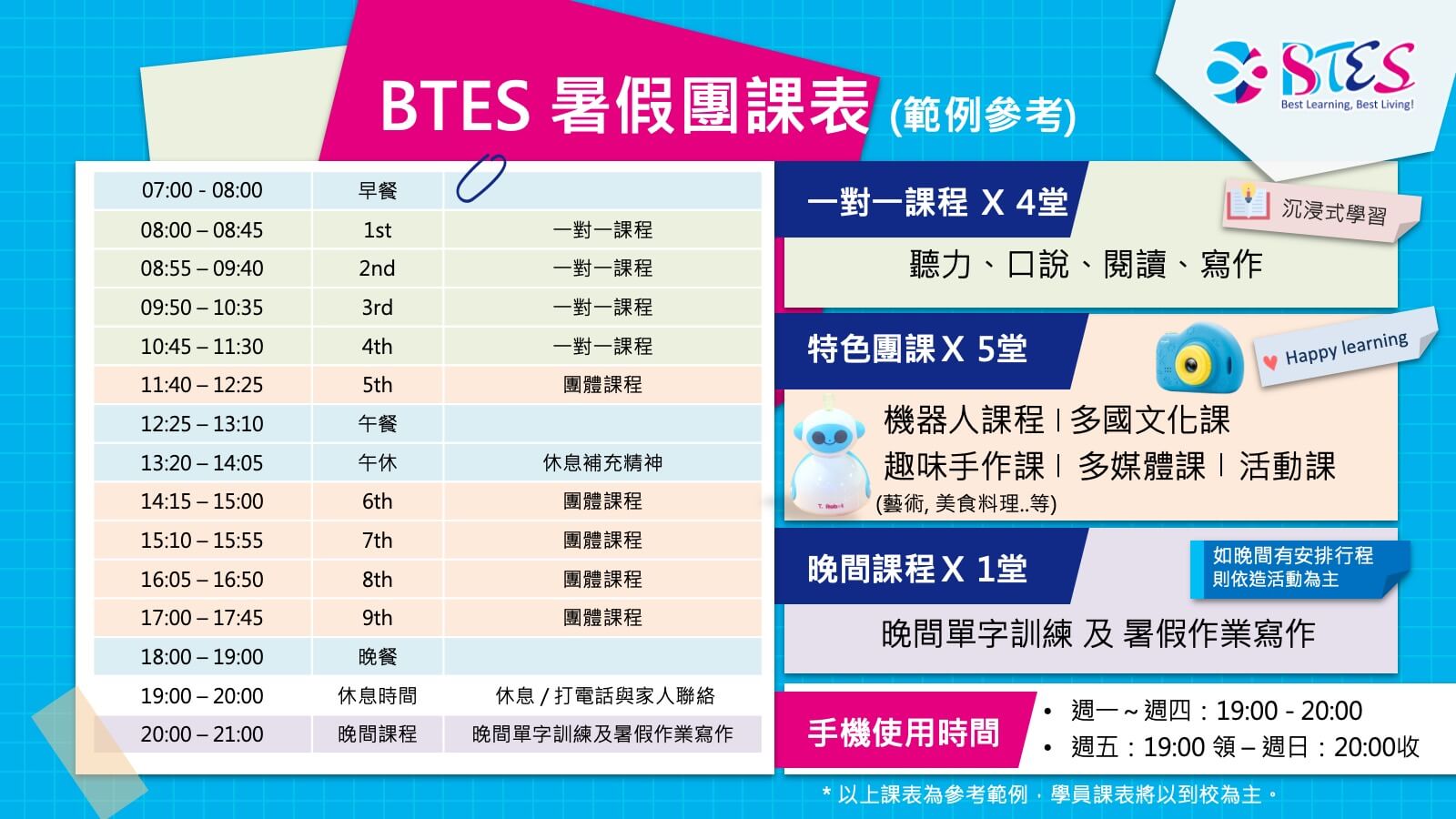 2025 BTES暑假遊學團課表